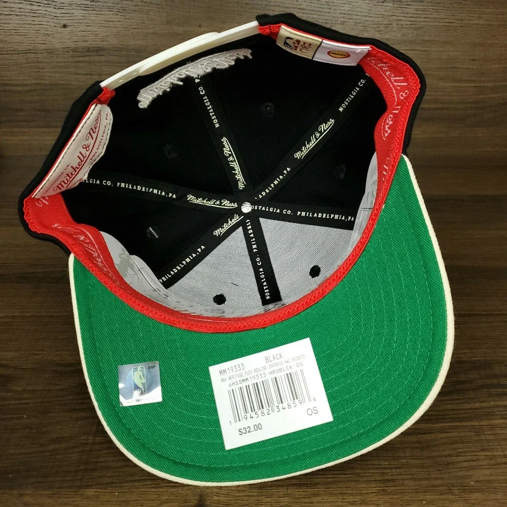 Houston Rockets Mitchell & Ness‎ NBA Redline Snapback Hat Cap 3D Logo Black NWT
